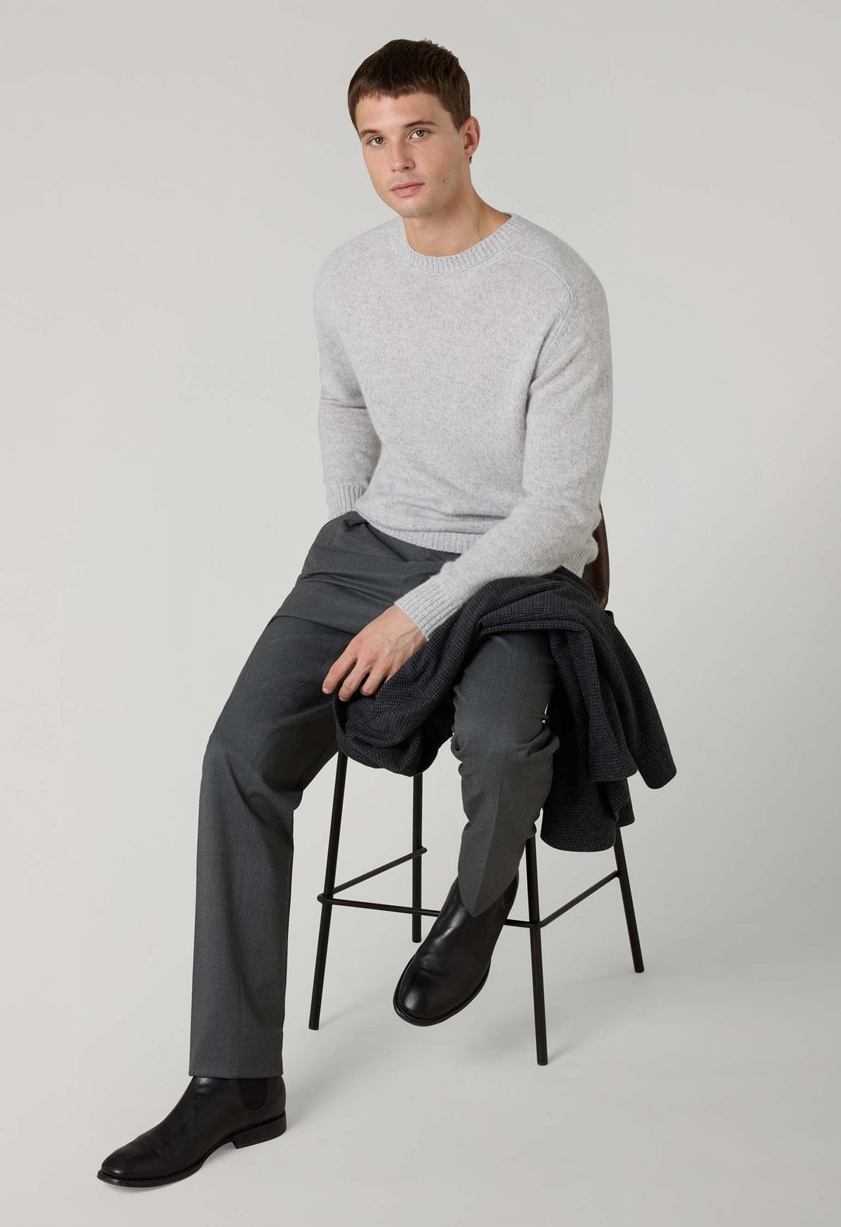 Girocollo in cashmere Mouliné grigio