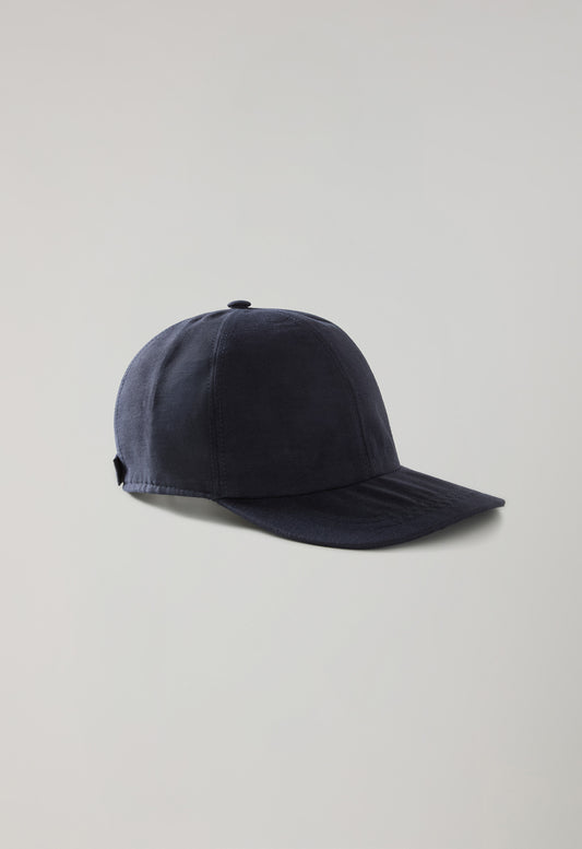 Cappellino da baseball in cotone e lino blu