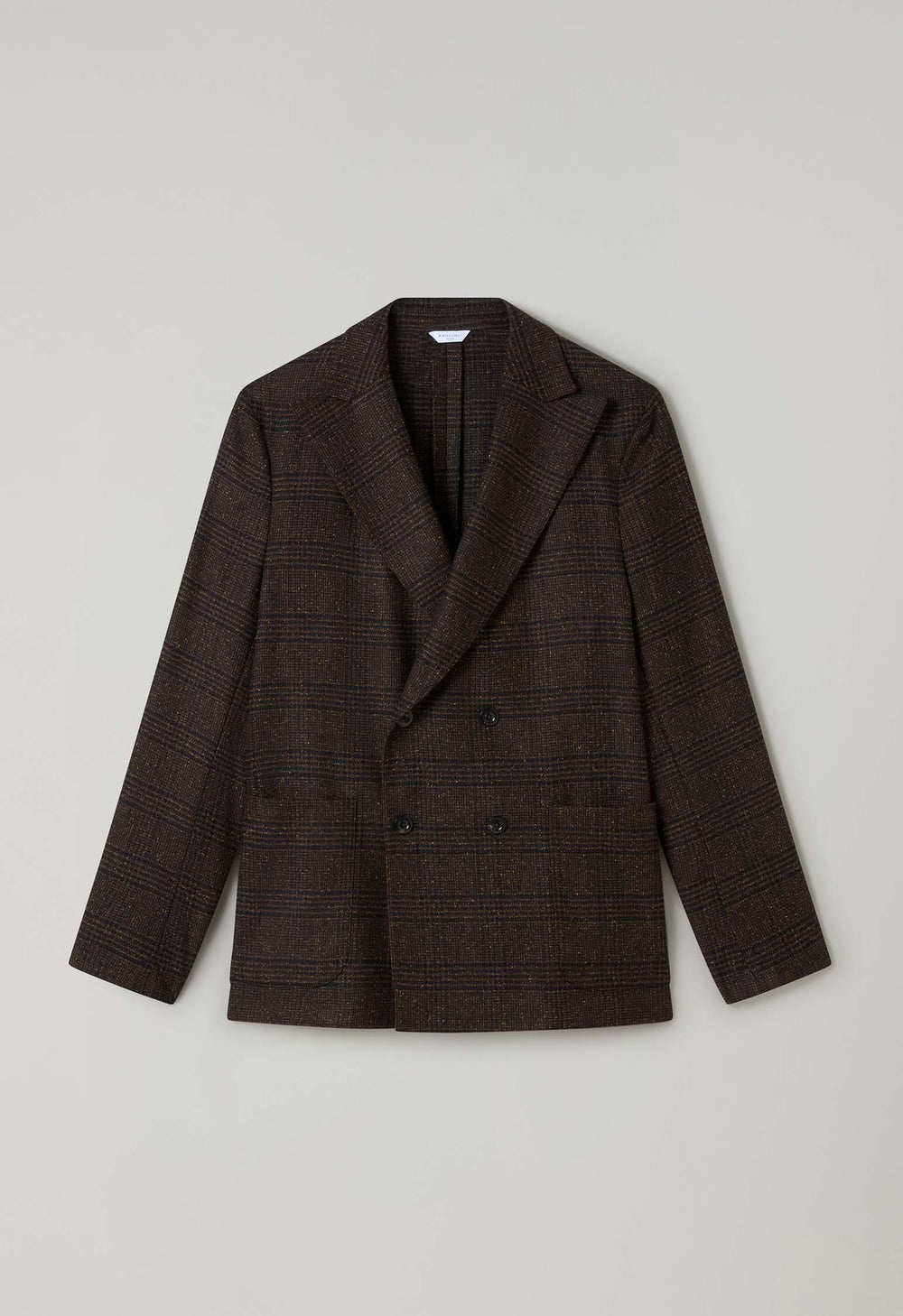Brown blended Wool Prince of Wales Easy Jacket