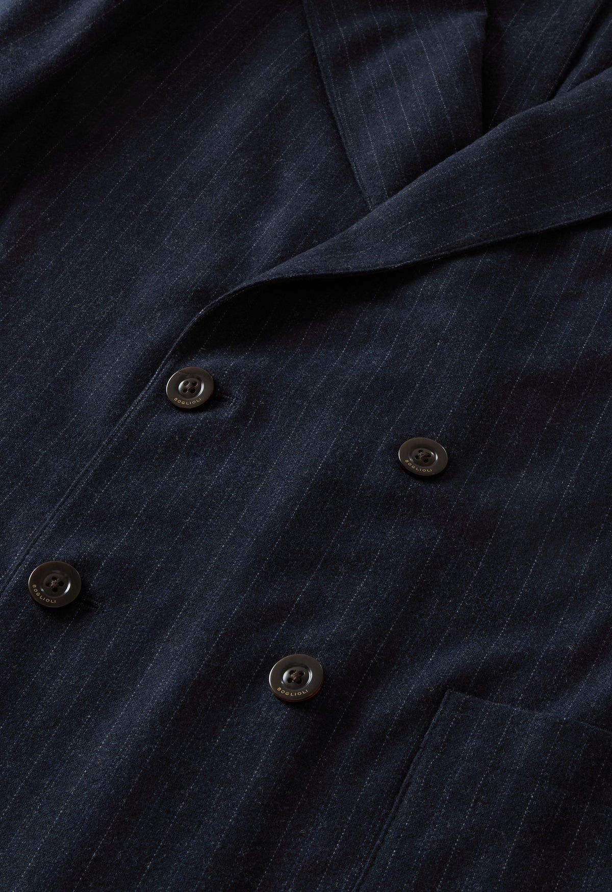 Giacca Easy gessata in misto lana blu