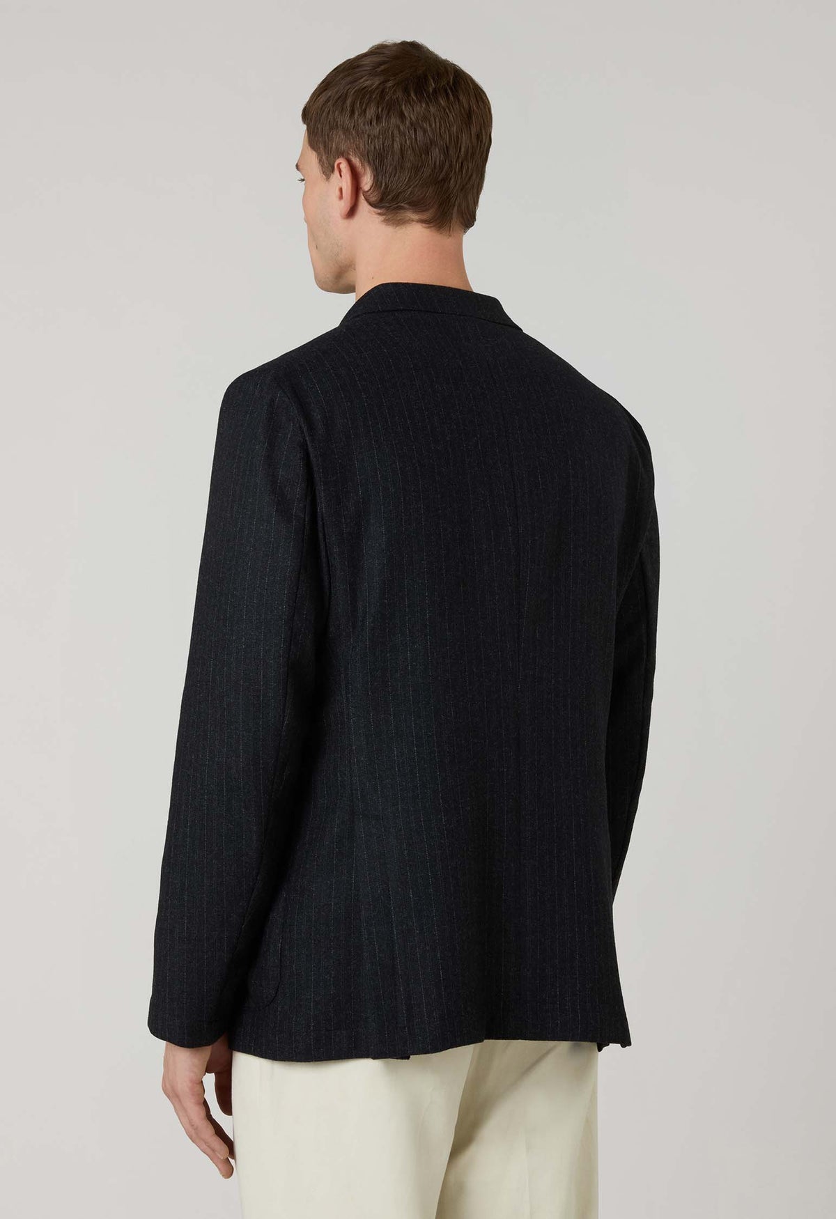 Dark Grey blended Wool Pinstripe Easy Jacket