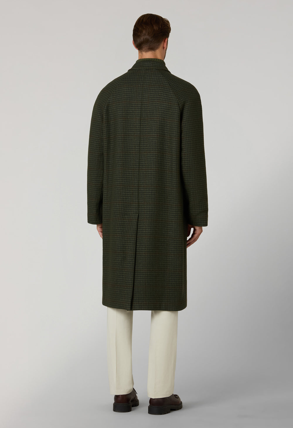 Green Wool Vichy Raglan Coat