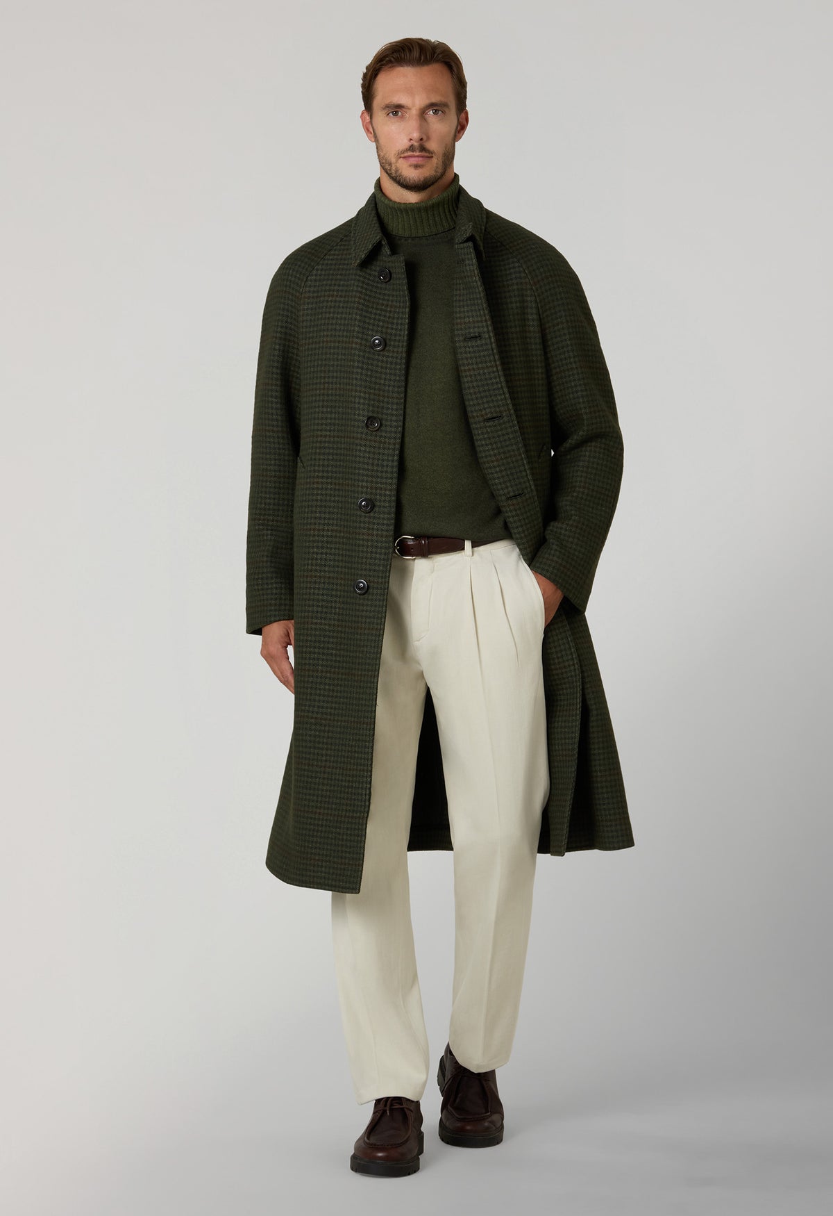 Cappotto Raglan in lana vichy verde