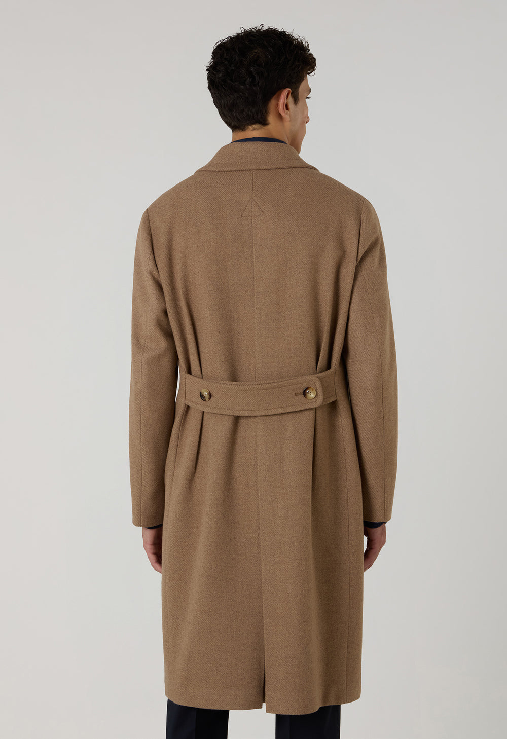 Camel Wool Cashmere double-breasted Polo Coat with martingale