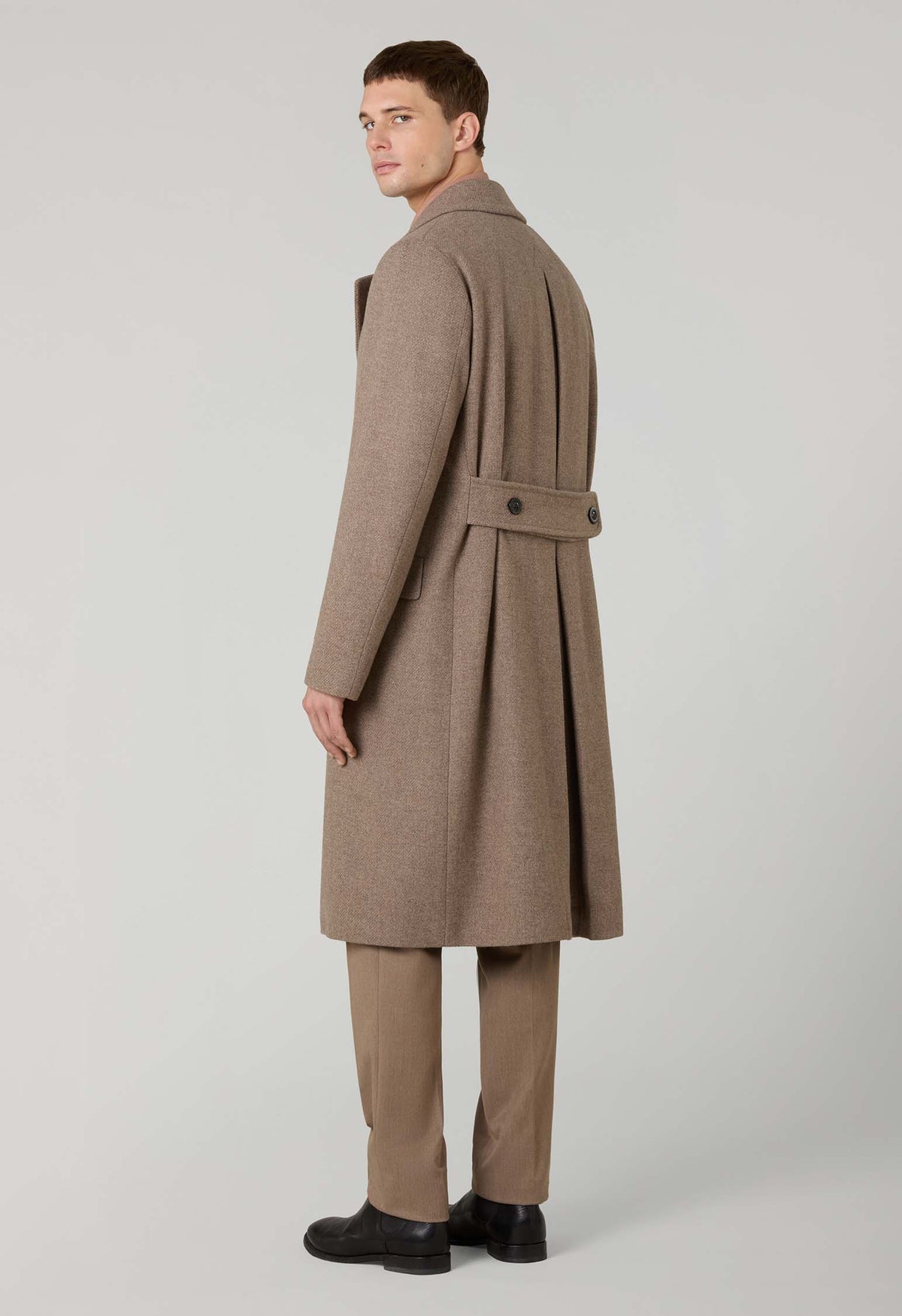 Beige Wool Cashmere double-breasted Polo Coat with martingale