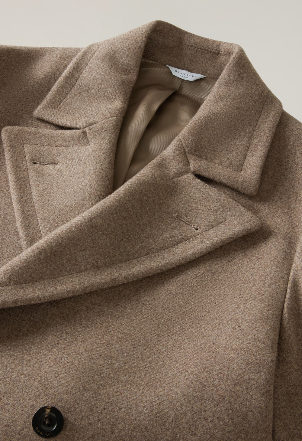 Beige Wool Cashmere double-breasted Polo Coat with martingale