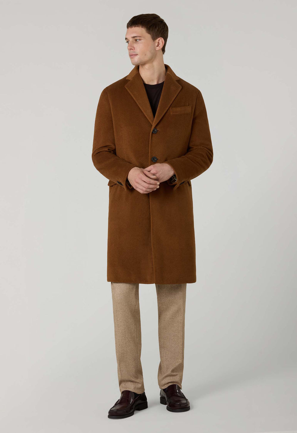 Brown Garment Dyed Cashmere Coat