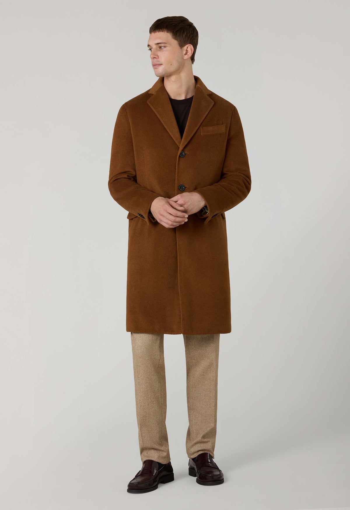 Brown Garment Dyed Cashmere Coat