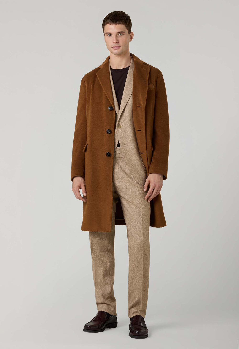 Brown Garment Dyed Cashmere Coat