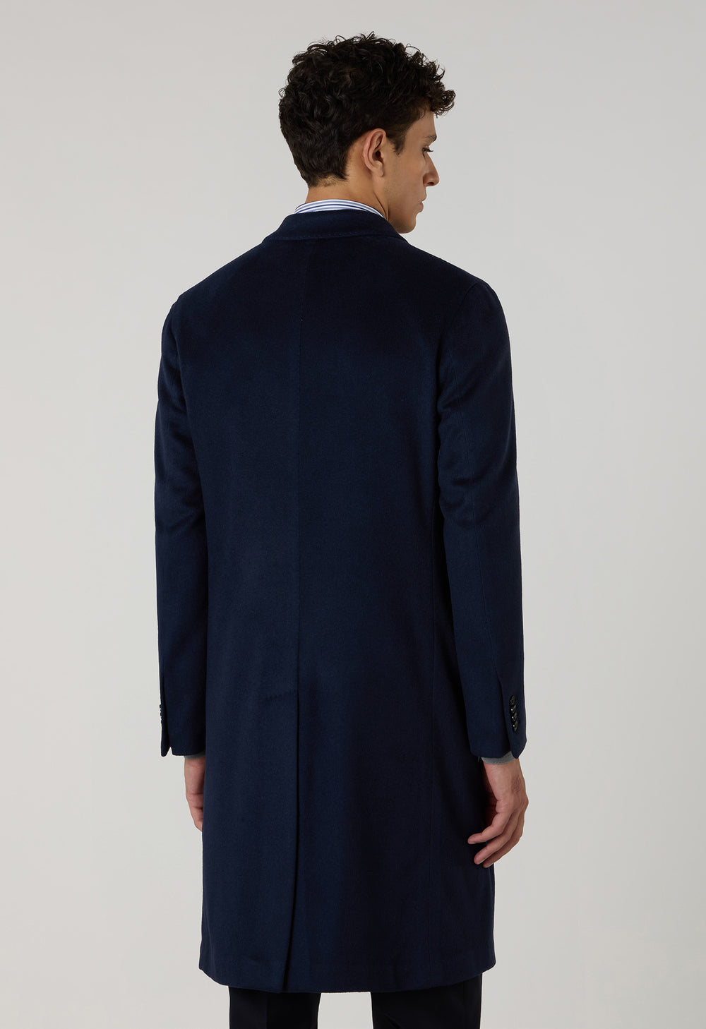 Blue Garment Dyed Cashmere double-breasted Coat