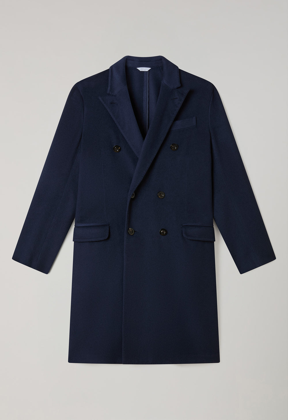 Blue Garment Dyed Cashmere double-breasted Coat