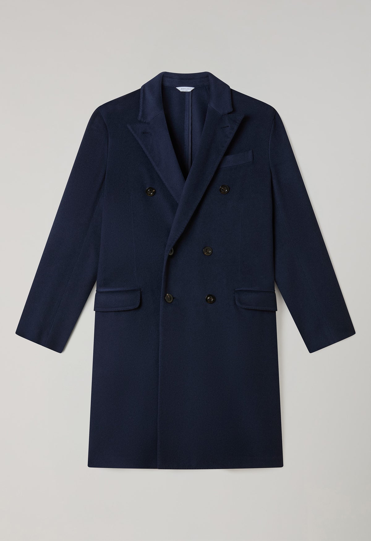 Blue Garment Dyed Cashmere double-breasted Coat