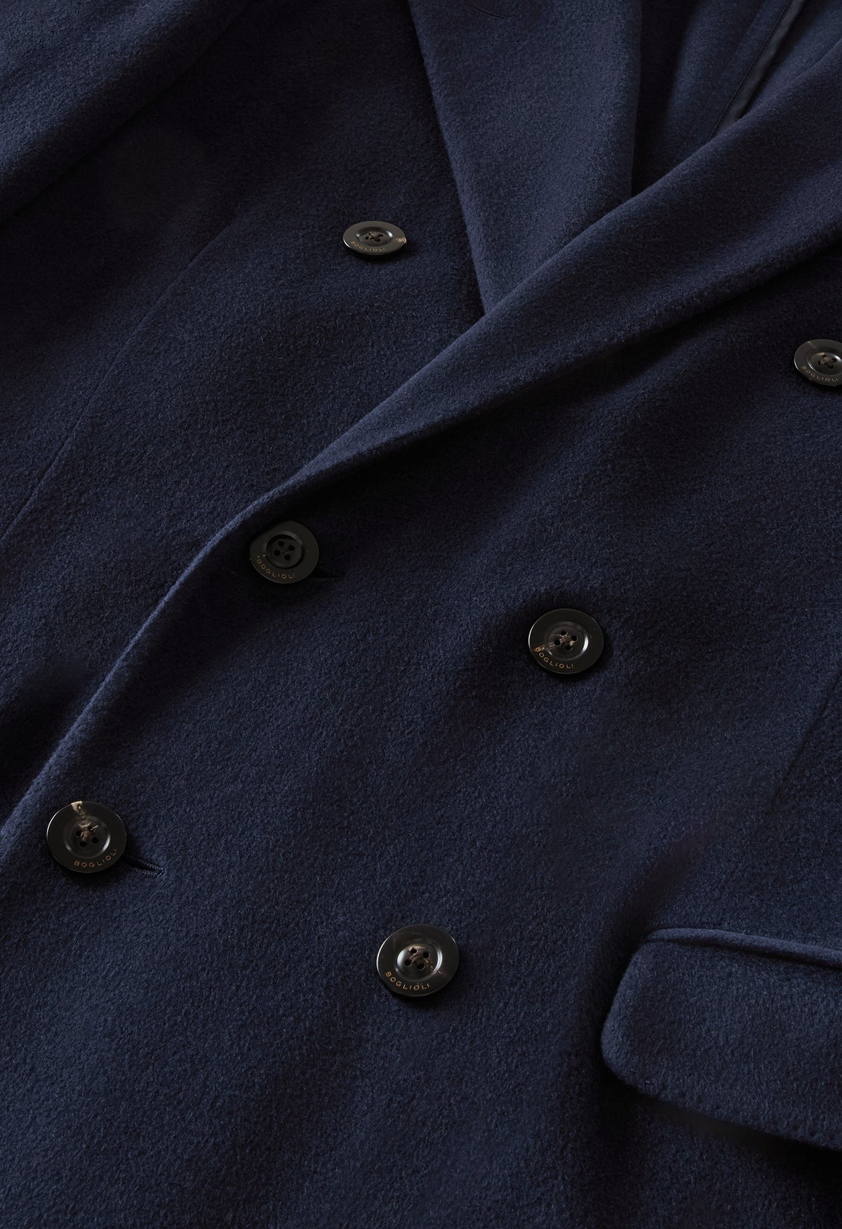 Blue Garment Dyed Cashmere double-breasted Coat