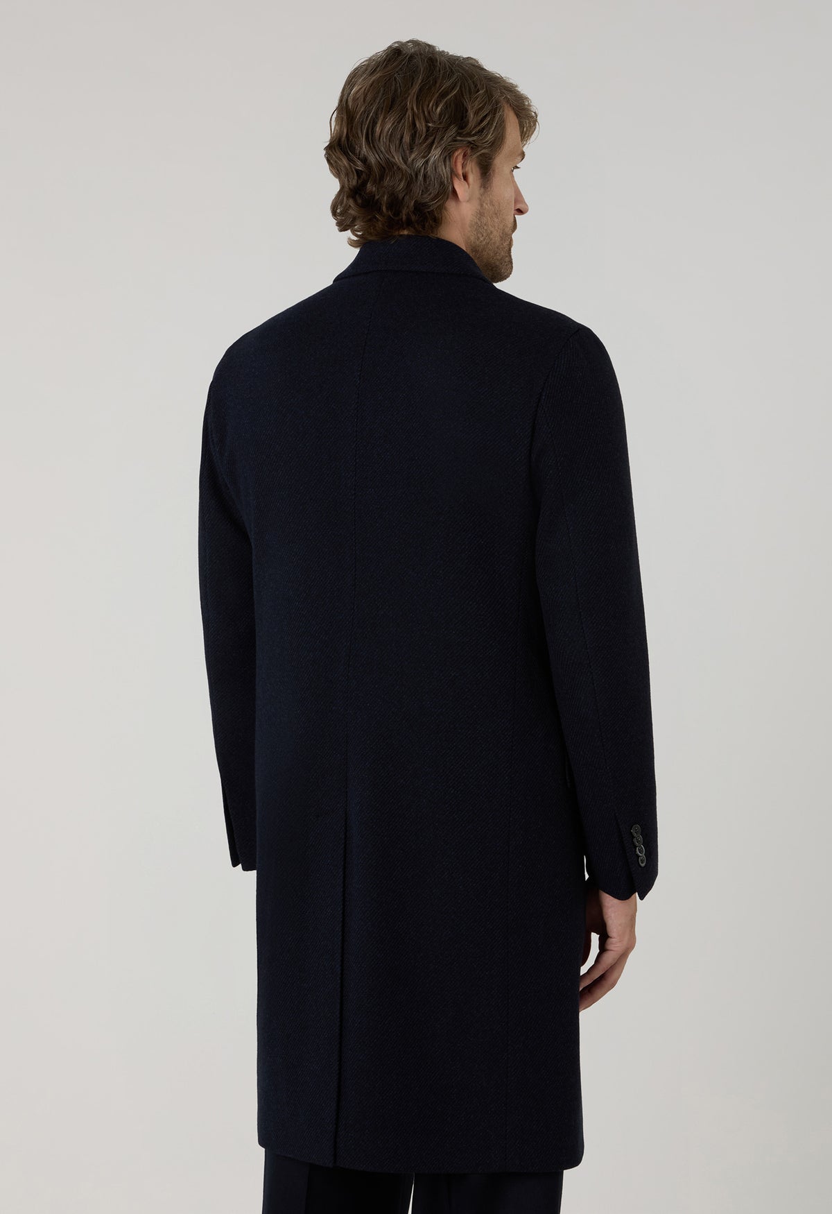 Cappotto doppiopetto in lana e cashmere blu