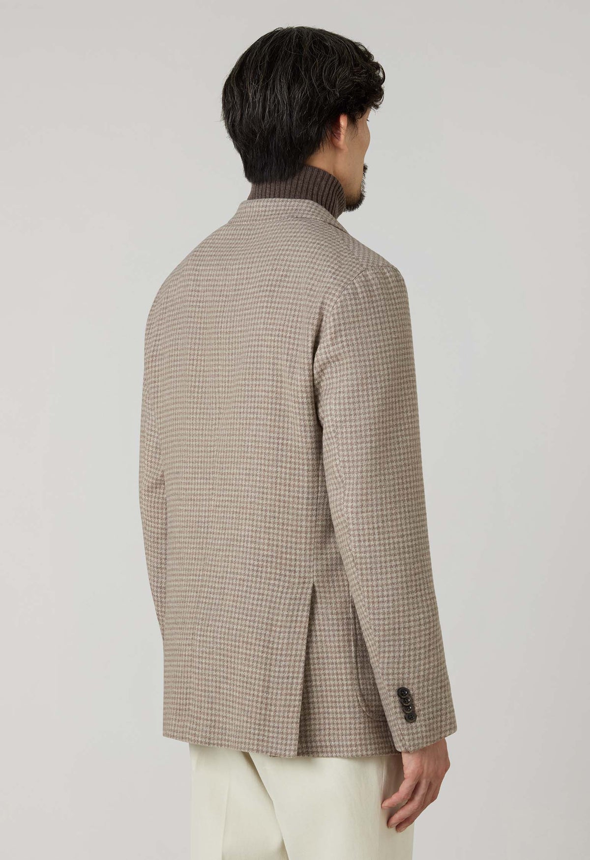 Beige Houndstooth Soft Wool blend Windsor Jacket 