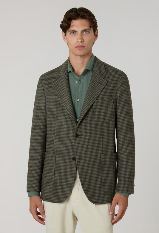 Green Houndstooth Soft Wool blend Windsor Jacket 