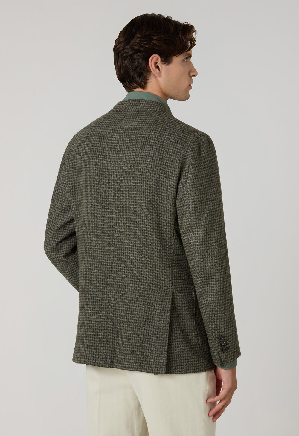 Green Houndstooth Soft Wool blend Windsor Jacket 
