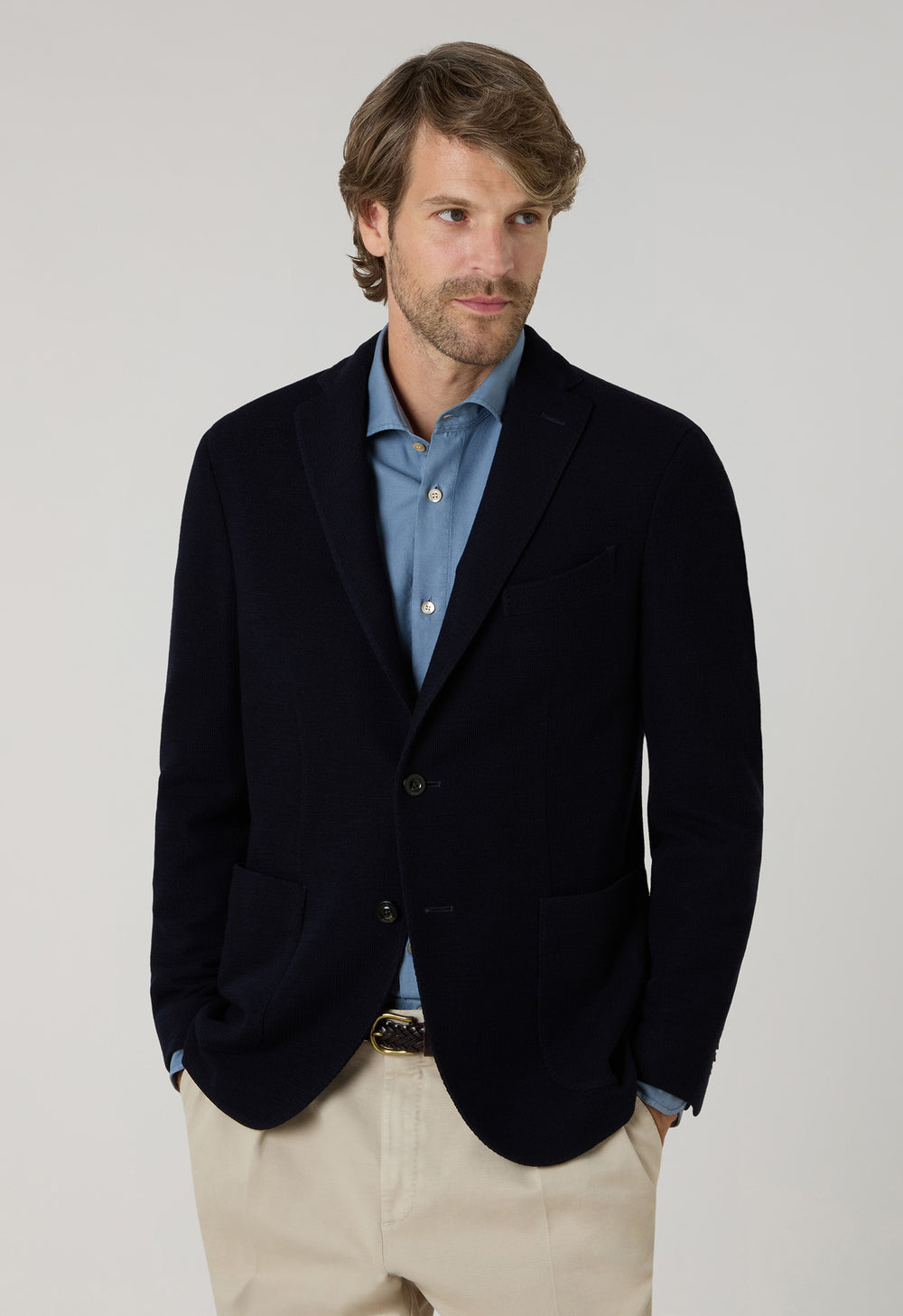 Dunkelblaue K-Jacket aus Strickjersey