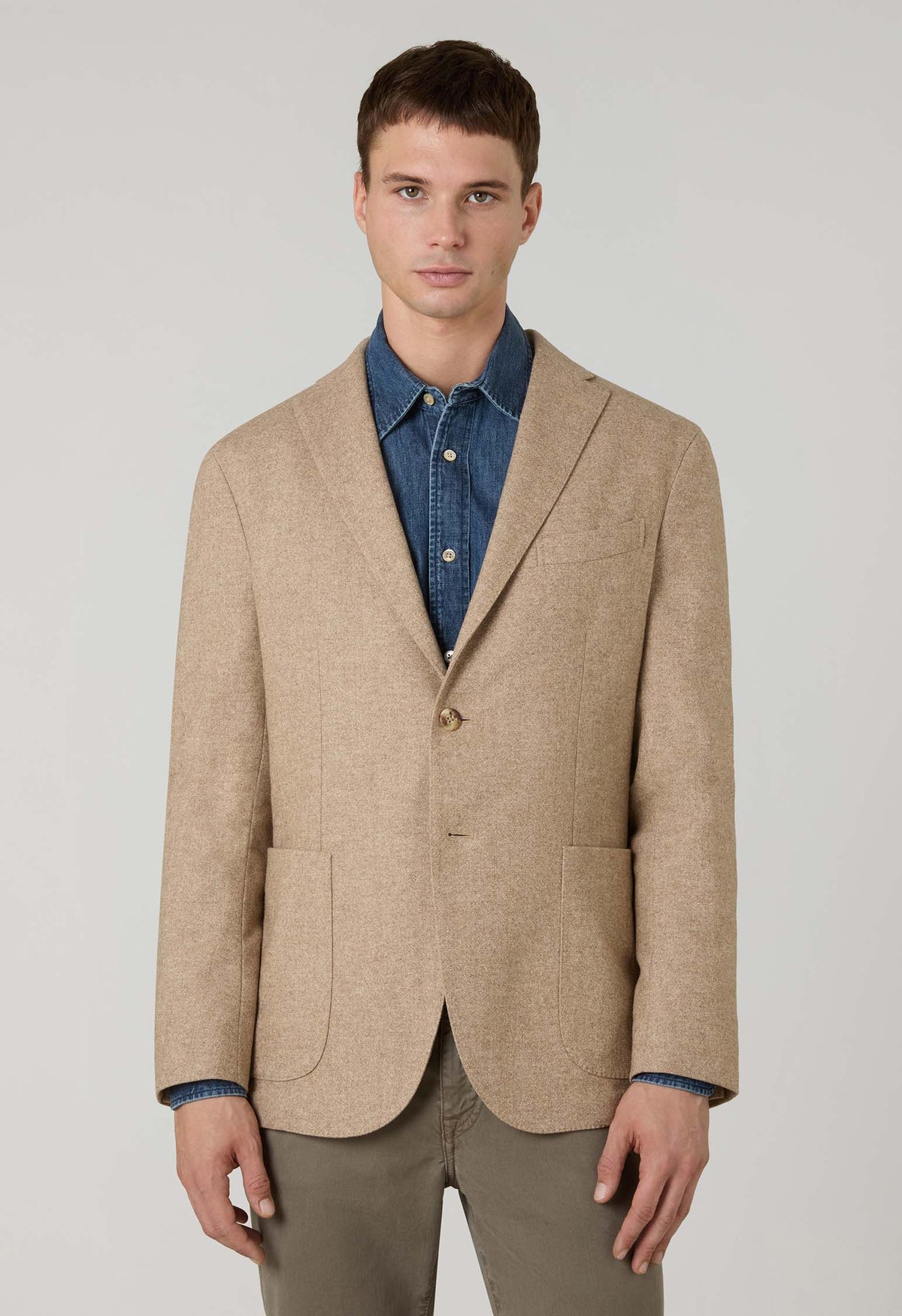 Beige blended Wool Silk K-Jacket