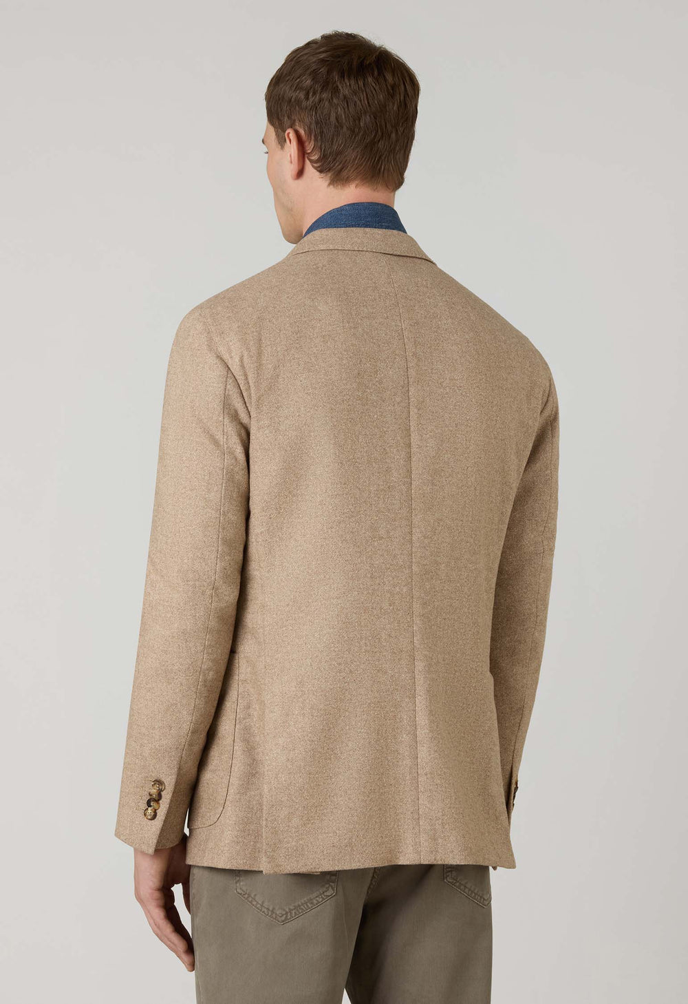 Beige blended Wool Silk K-Jacket