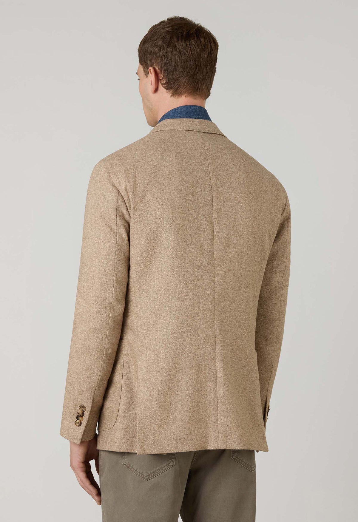 Beige blended Wool Silk K-Jacket
