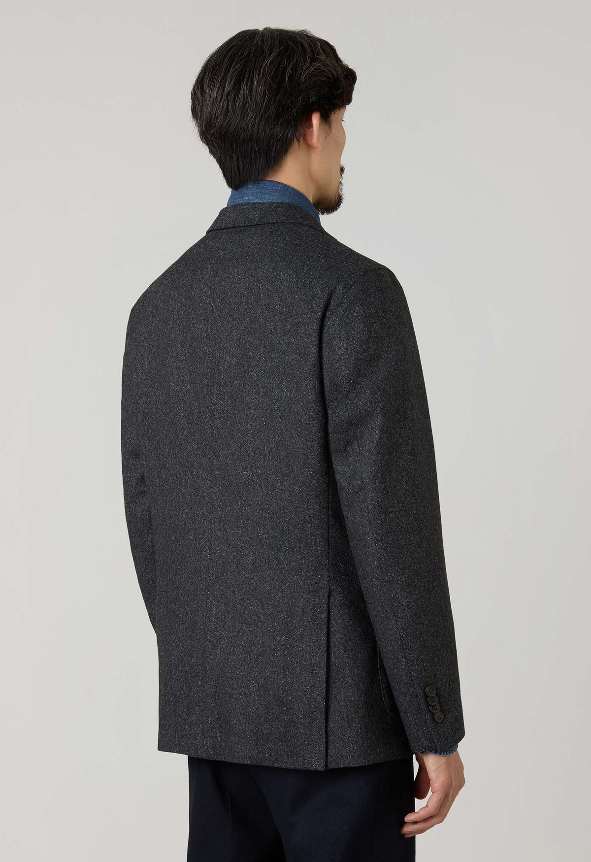 Dark Grey blended Wool Silk K-Jacket