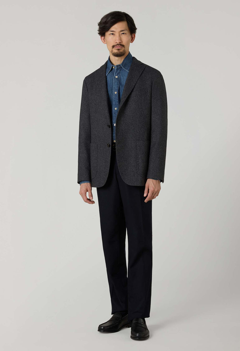 Dark Grey blended Wool Silk K-Jacket