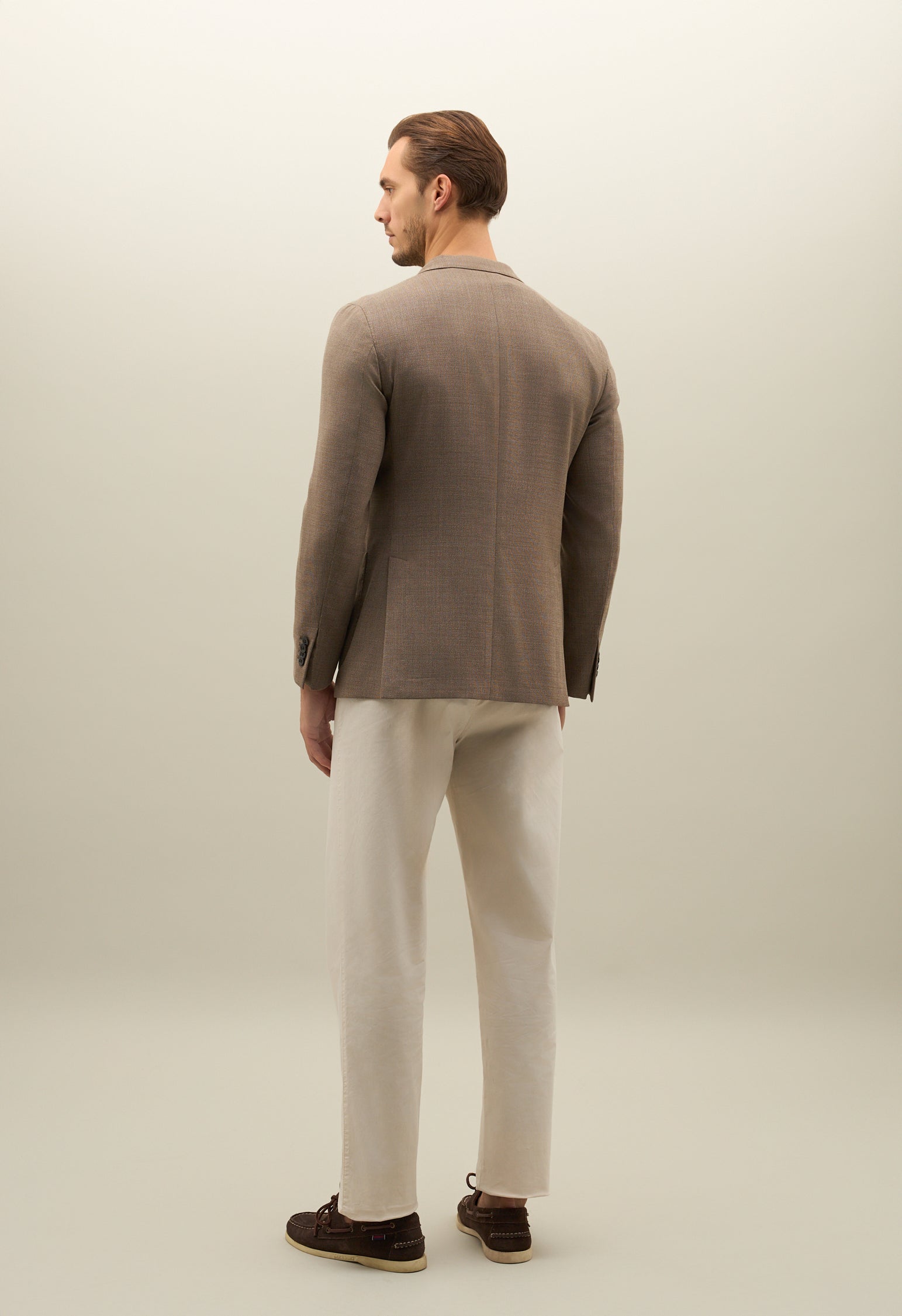 K-Jacket marrone chiaro in lana leggera a nido d’ape