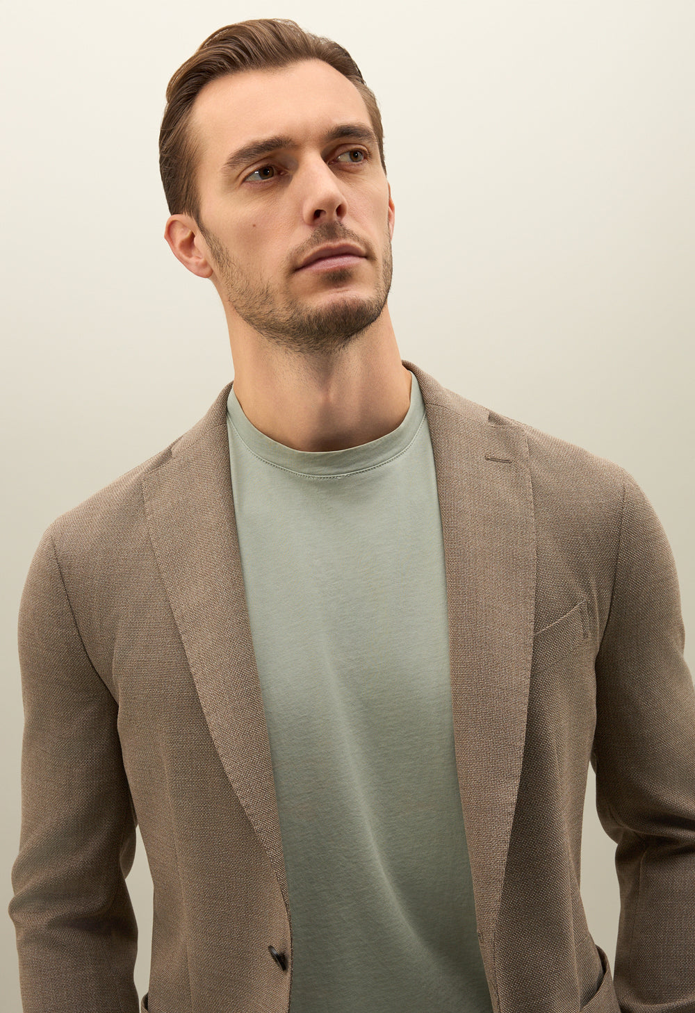 K-Jacket marrone chiaro in lana leggera a nido d’ape