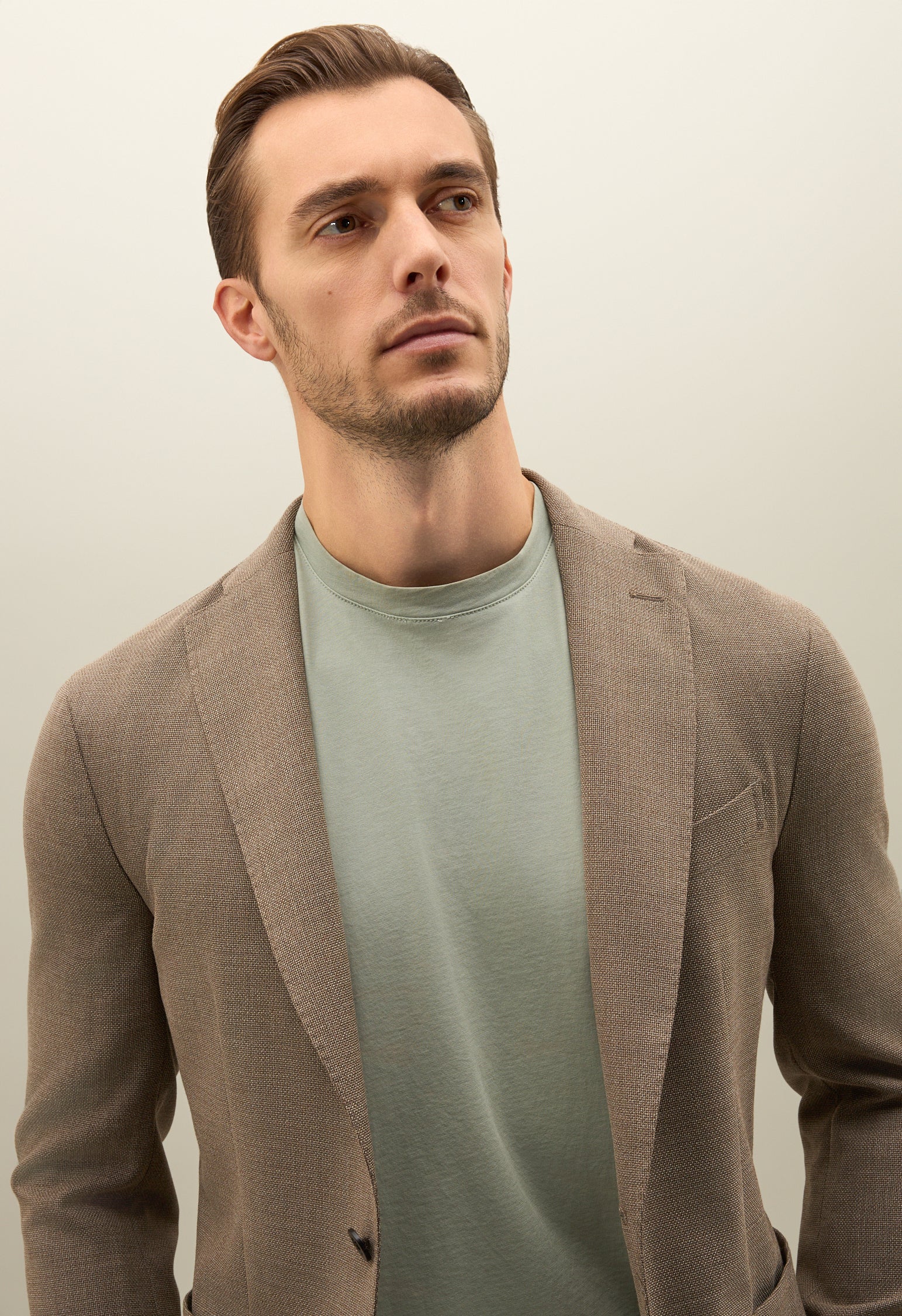 K-Jacket marrone chiaro in lana leggera a nido d’ape