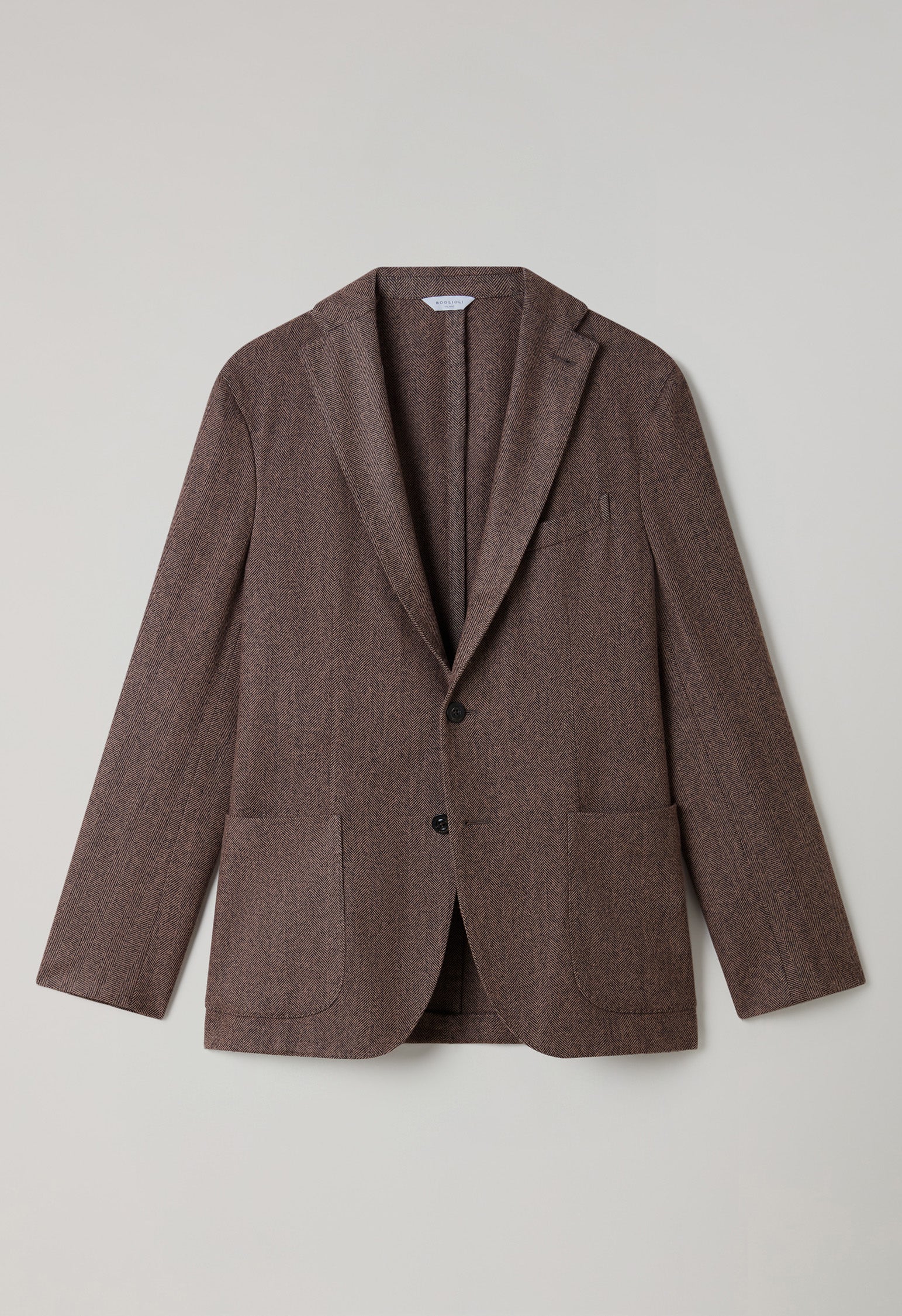 K-Jacket in lana tinta in capo a spina di pesce malva