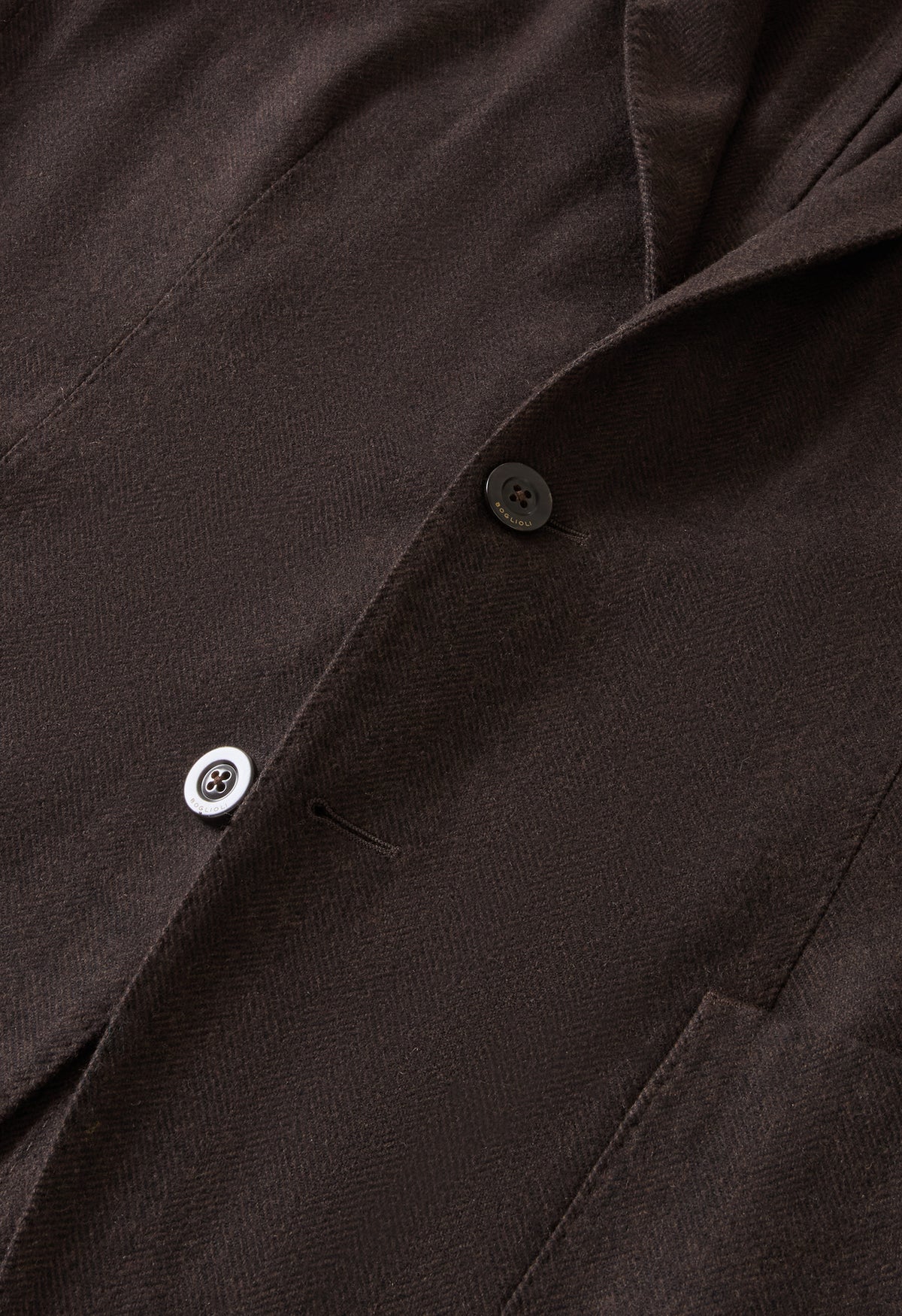 Dark Brown Garment Dyed Wool Herringbone K-Jacket