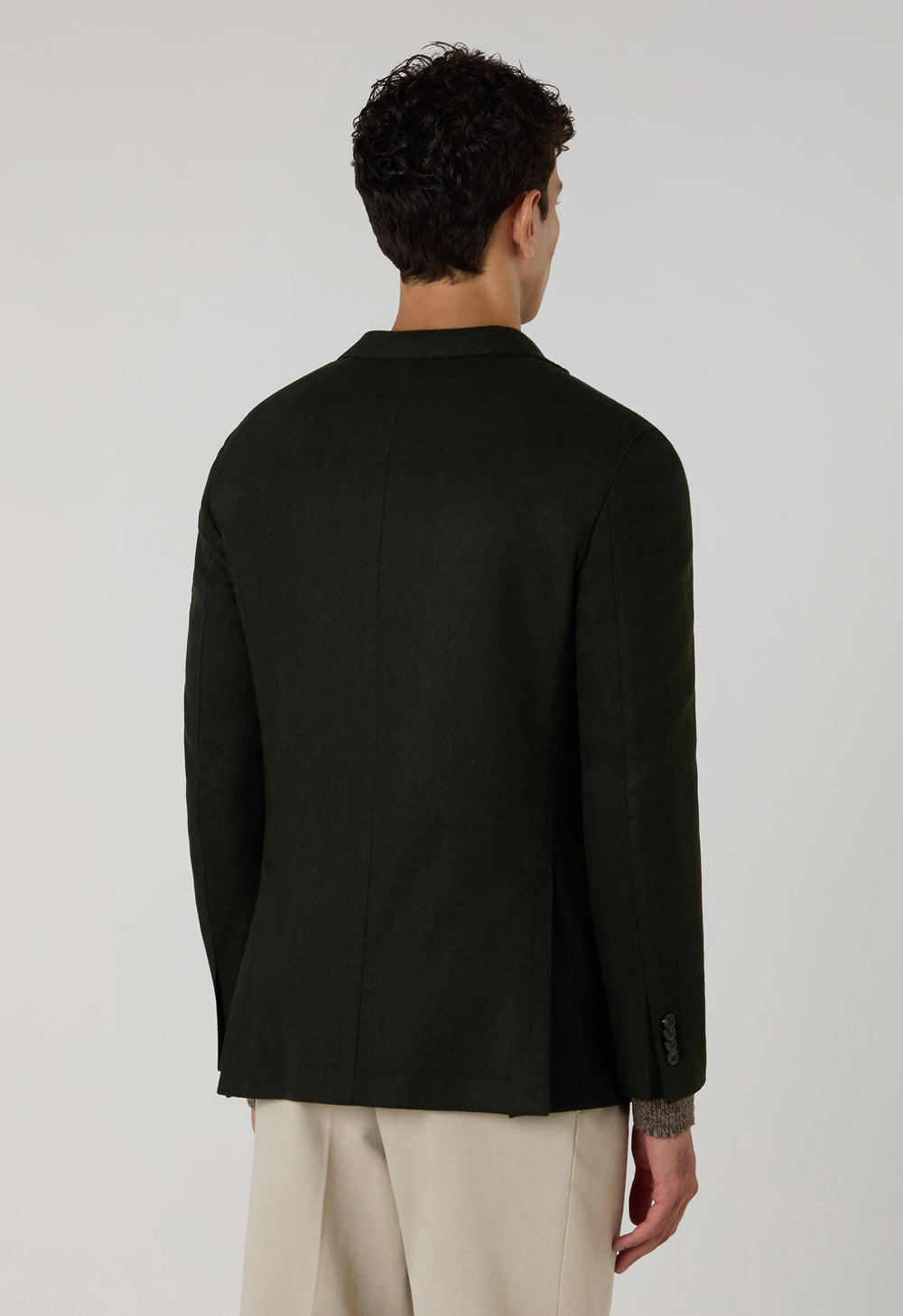 K-Jacket in lana tinta in capo a spina di pesce verde scuro