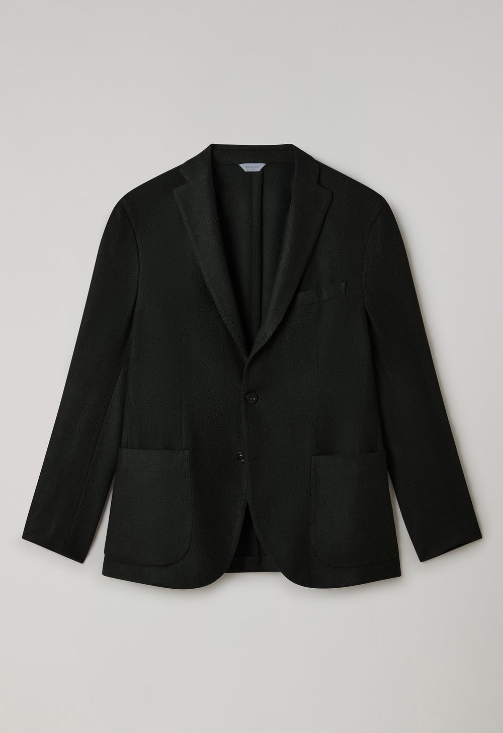 K-Jacket in lana tinta in capo a spina di pesce verde scuro