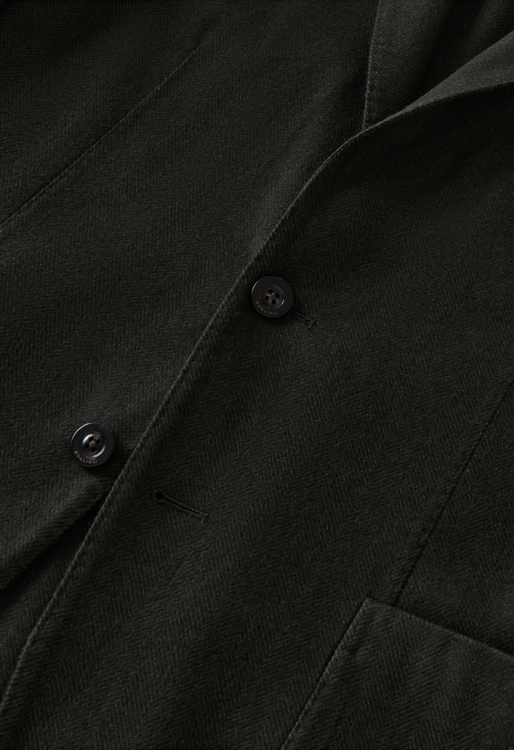 K-Jacket in lana tinta in capo a spina di pesce verde scuro