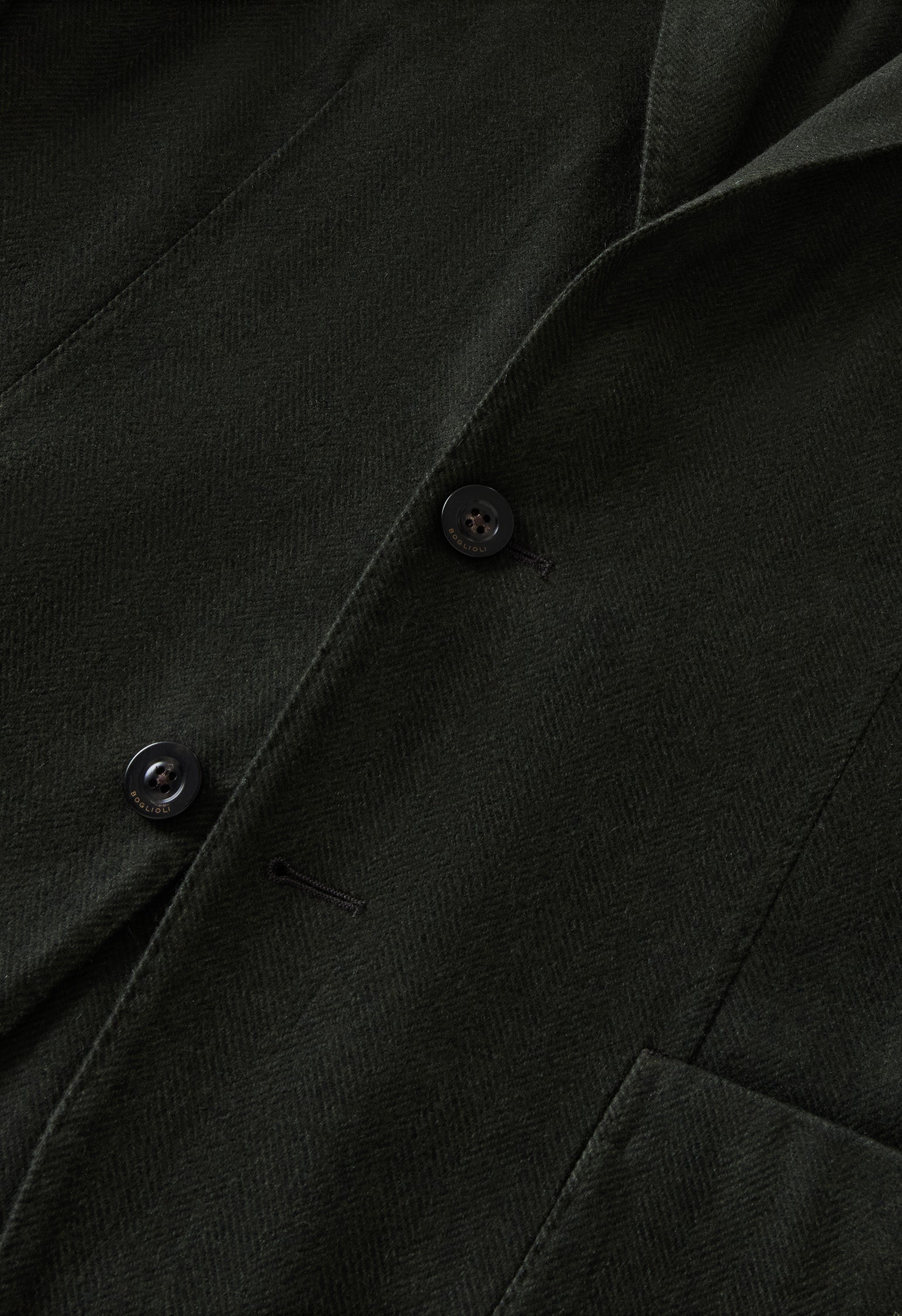 K-Jacket in lana tinta in capo a spina di pesce verde scuro