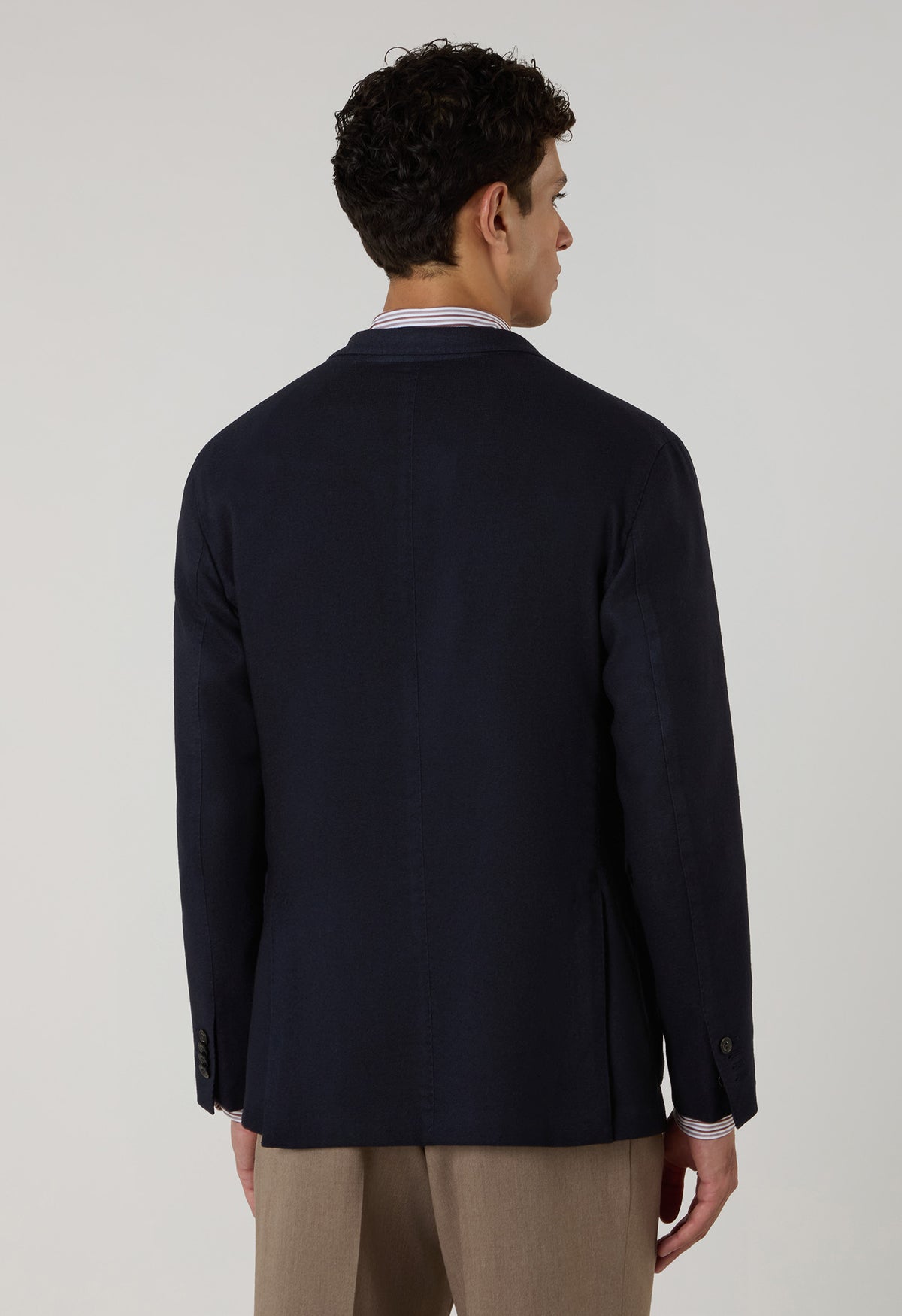 Dark Blue Garment Dyed Soft Knit Cashmere K-Jacket