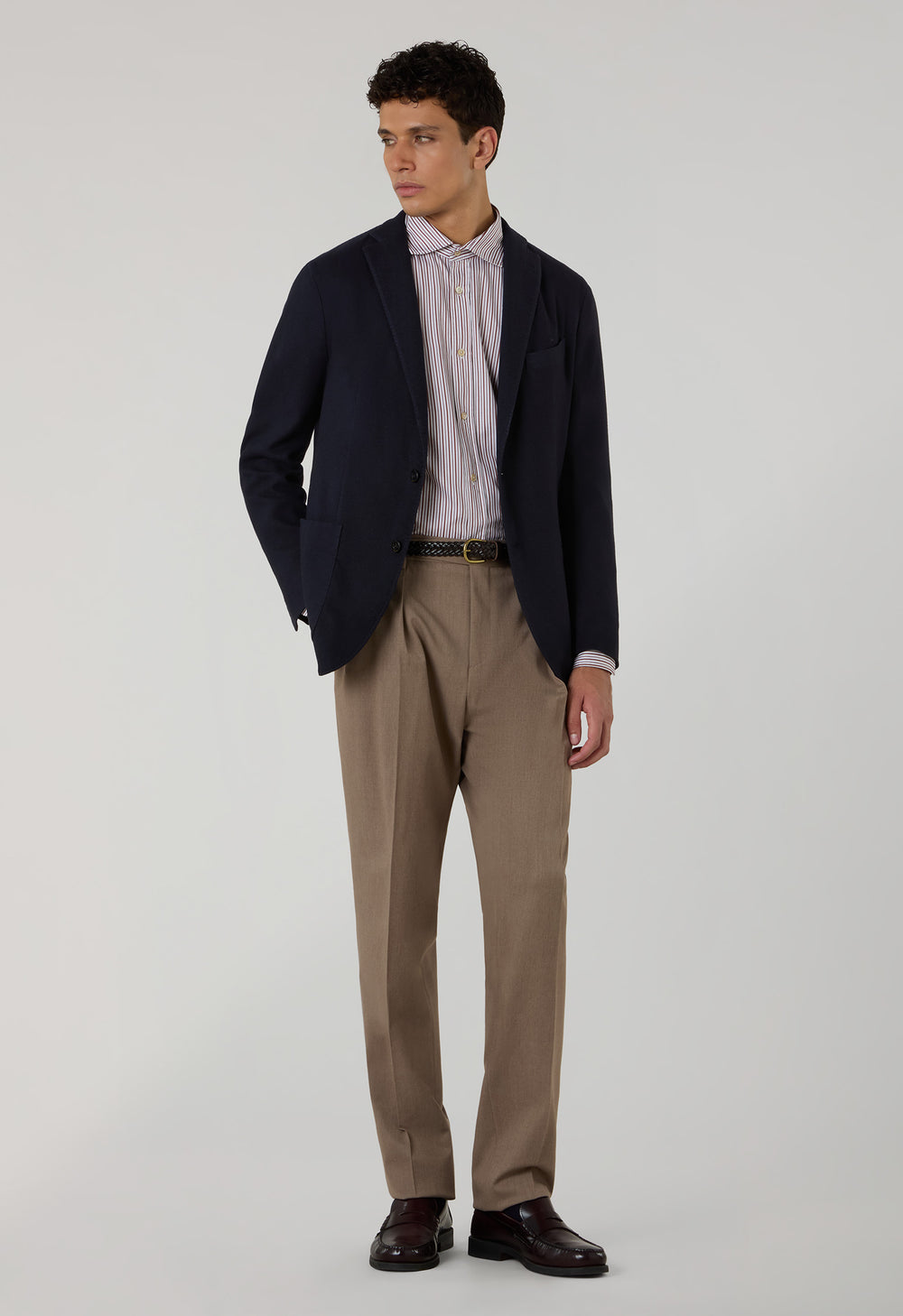 Dark Blue Garment Dyed Soft Knit Cashmere K-Jacket