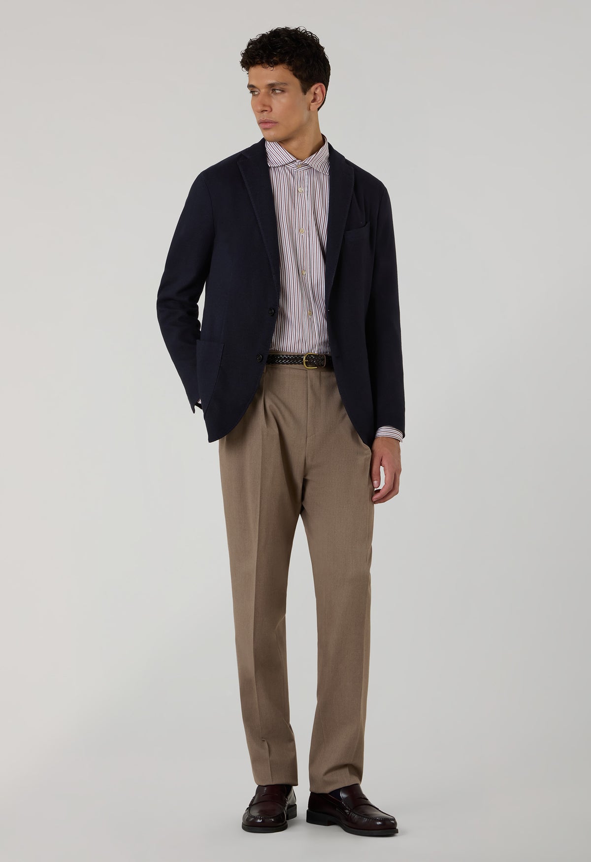 Dark Blue Garment Dyed Soft Knit Cashmere K-Jacket