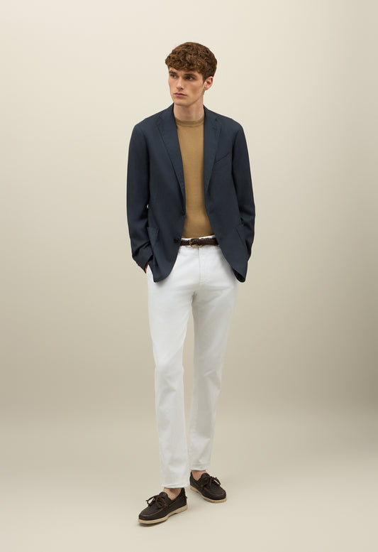 Blue Garment Dyed Cashmere Silk K-Jacket