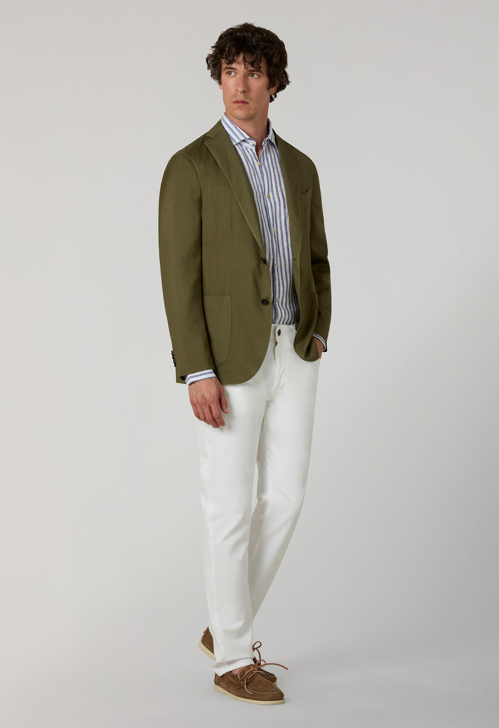 Green Ultralight Garment Dyed Wool Silk K-Jacket