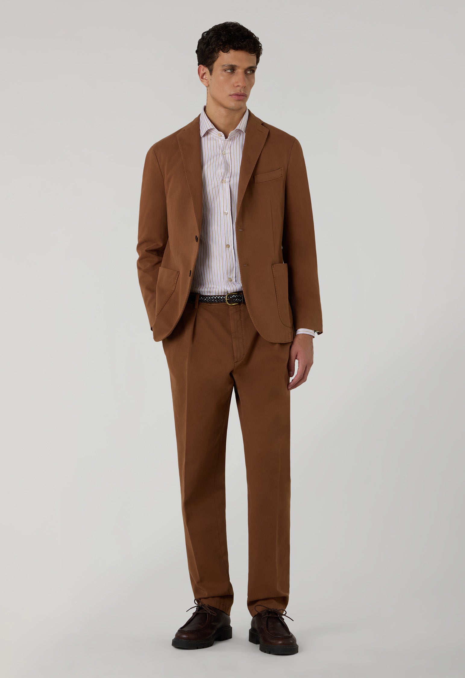 Brown Garment Dyed Soft Cotton K-Jacket