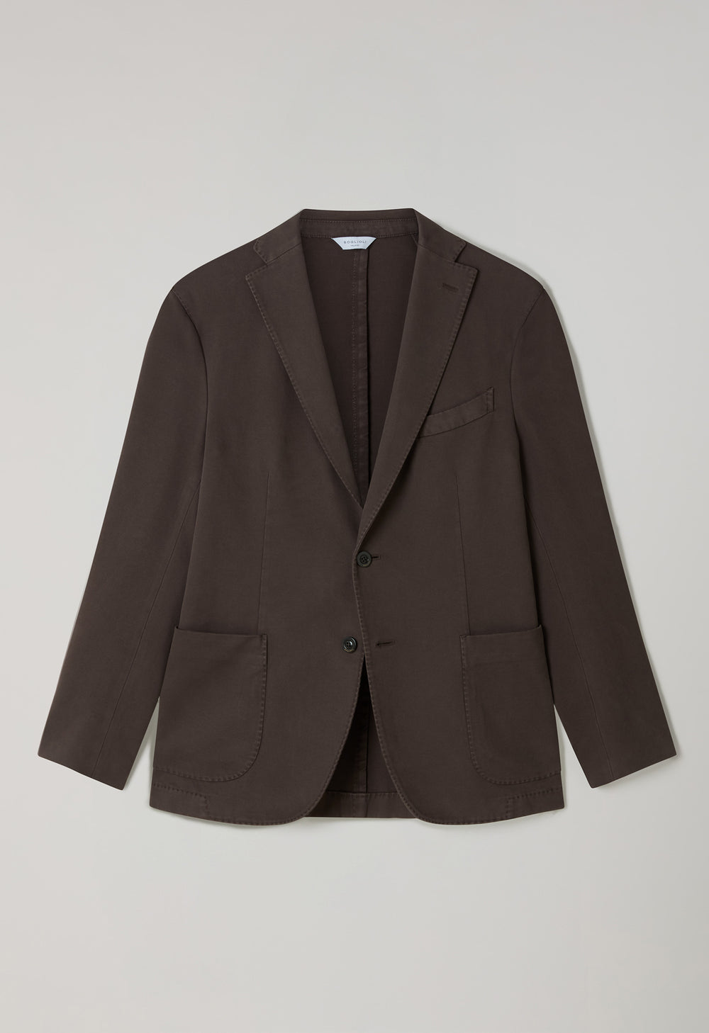 Dunkelbraune, stückgefärbte K-Jacket aus weicher Baumwolle