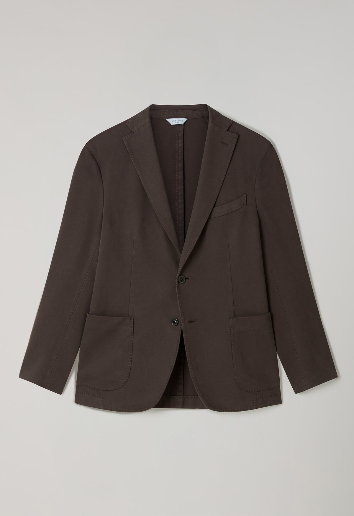 Dunkelbraune, stückgefärbte K-Jacket aus weicher Baumwolle