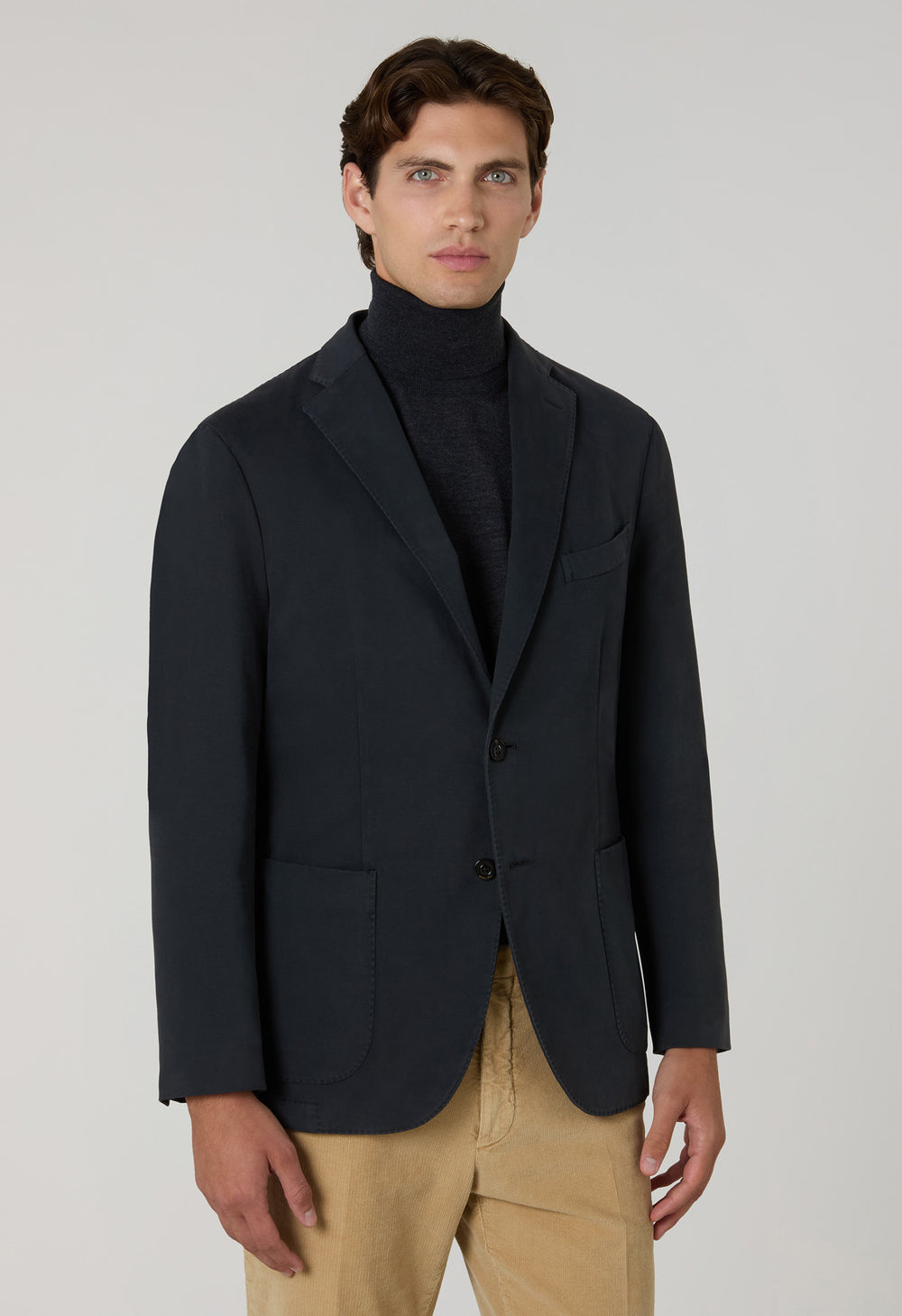 Dark Grey Garment Dyed Soft Cotton K-Jacket