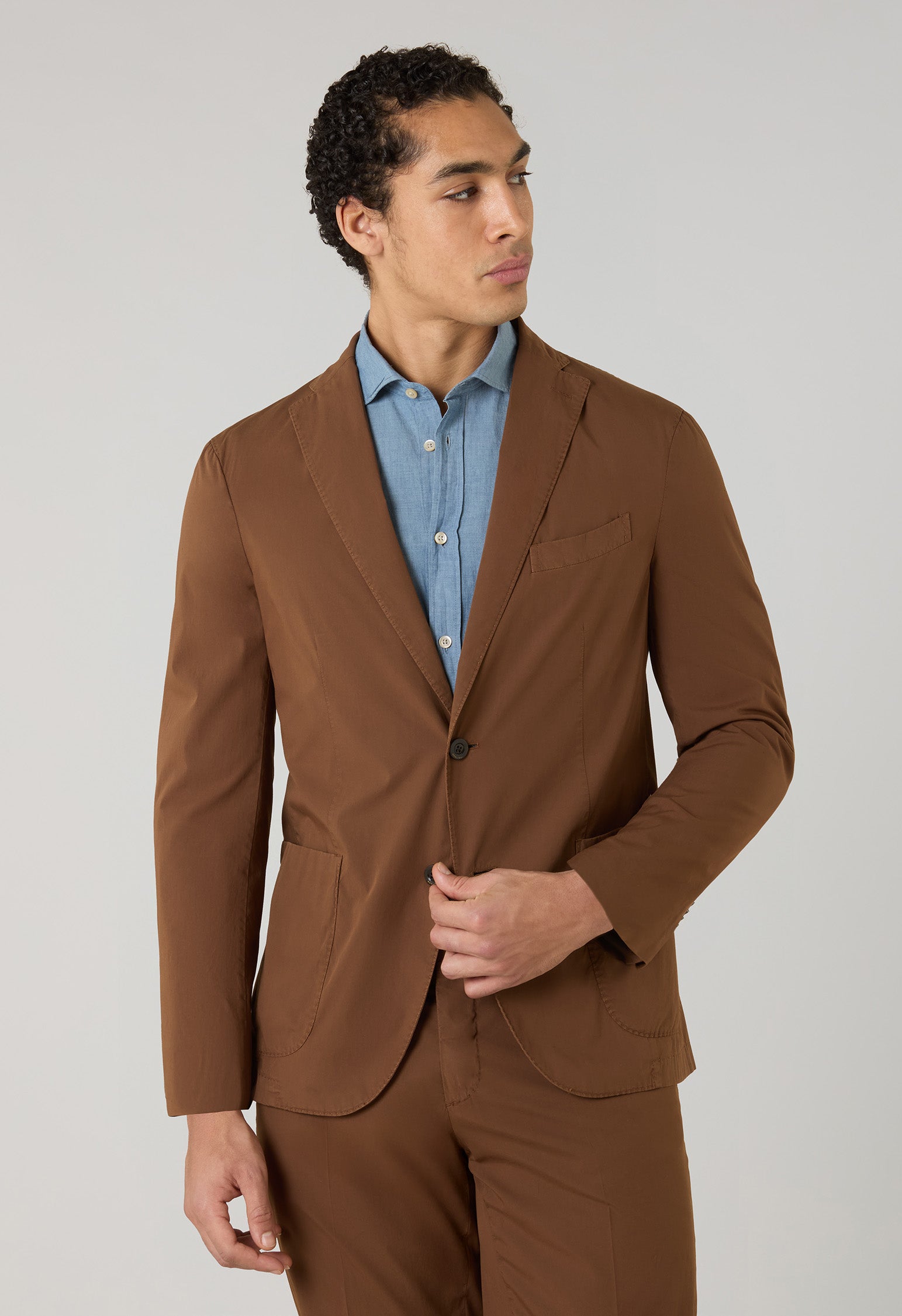 Abito K-Jacket in popeline tinto in capo marrone