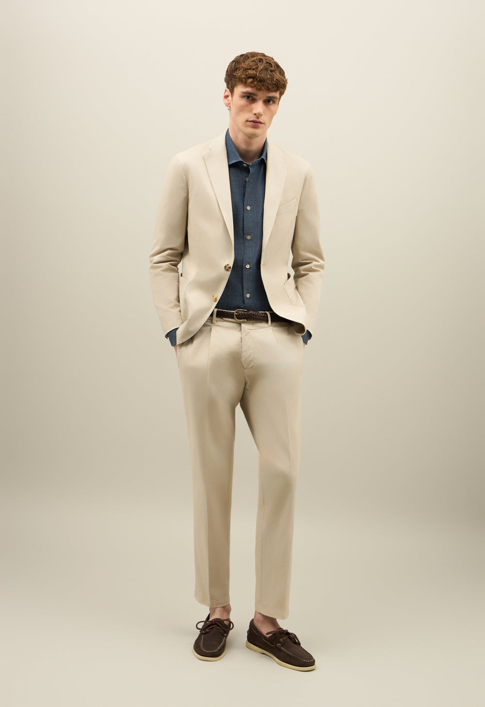 Beige Garment Dyed Cotton K-Suit