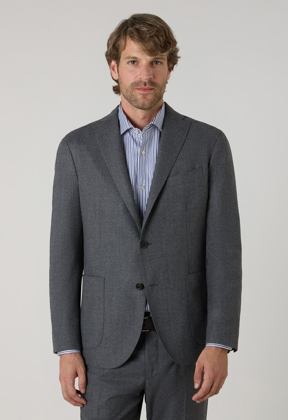 Grauer K-Jacket-Anzug aus Superlight-Flanell