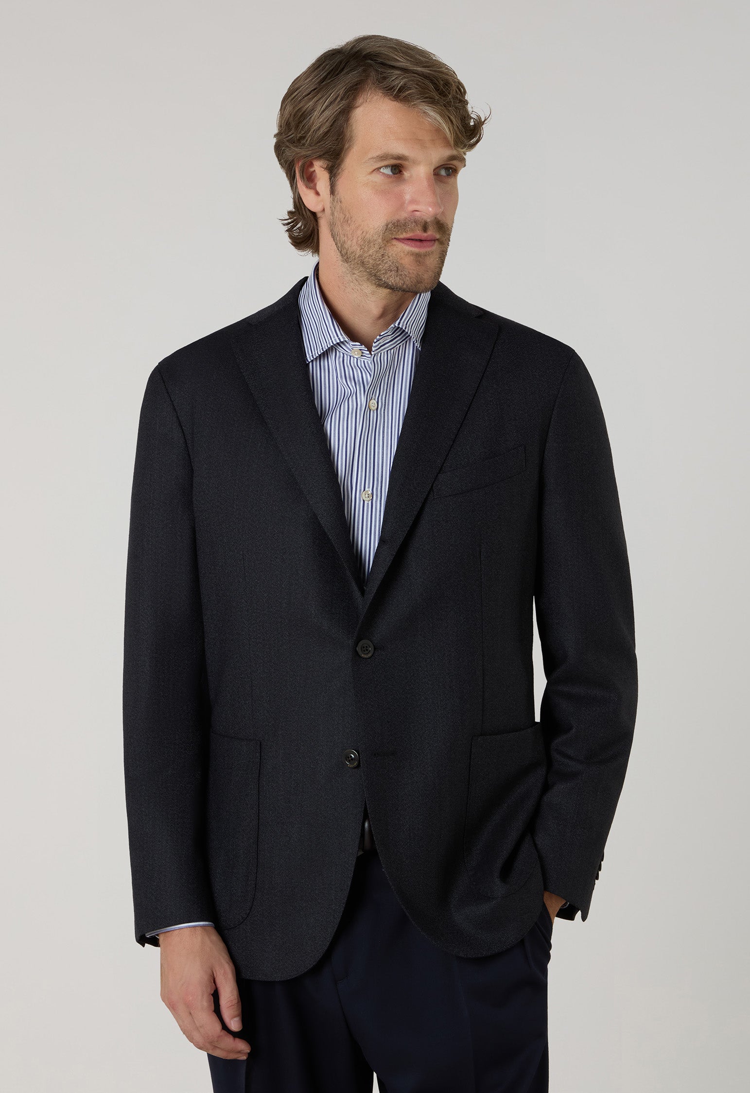 Dark Grey Wool Hopsack K-Jacket