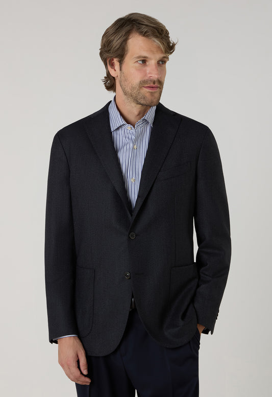 K-Jacket in lana Hopsack grigia scura